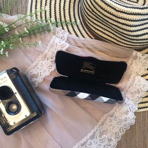 Burberry Black and Cream Check Eyewear Case